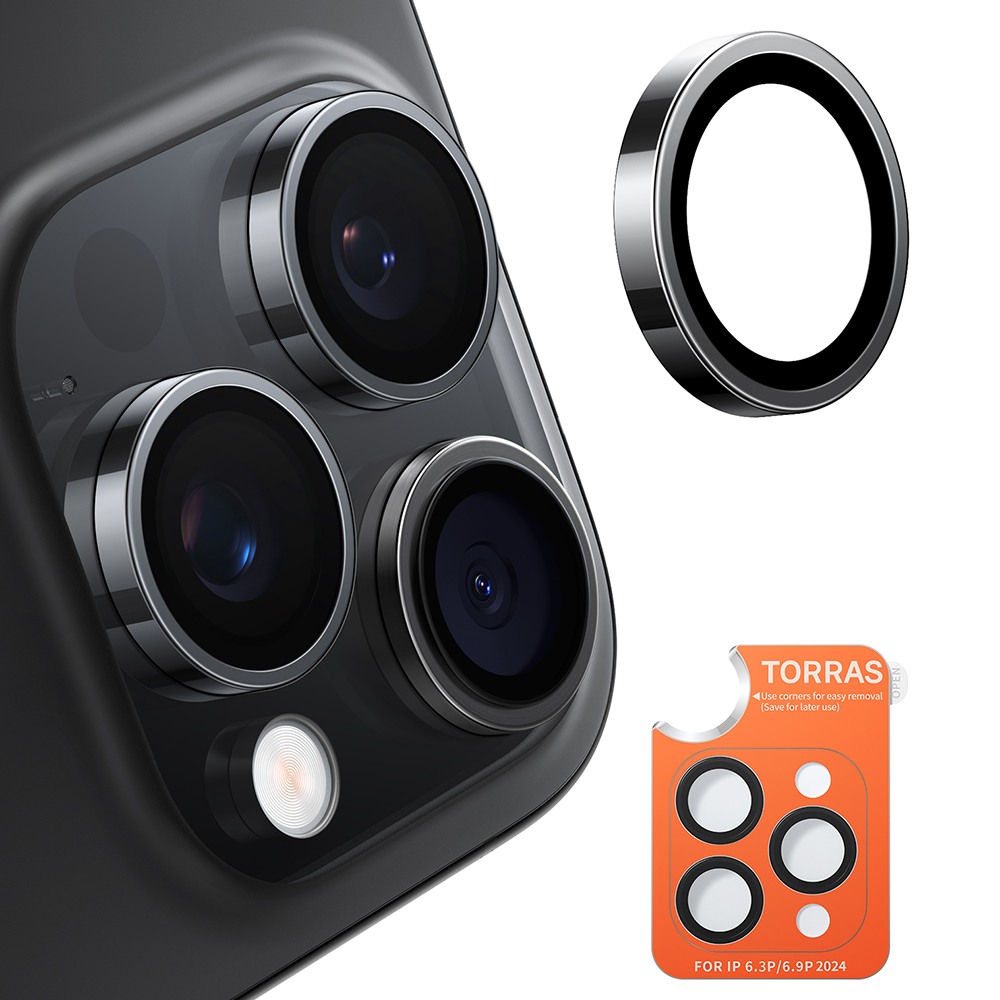 Ochranné sklo na fotoaparát Torras Lensguard iPhone 16 Pro Max černé