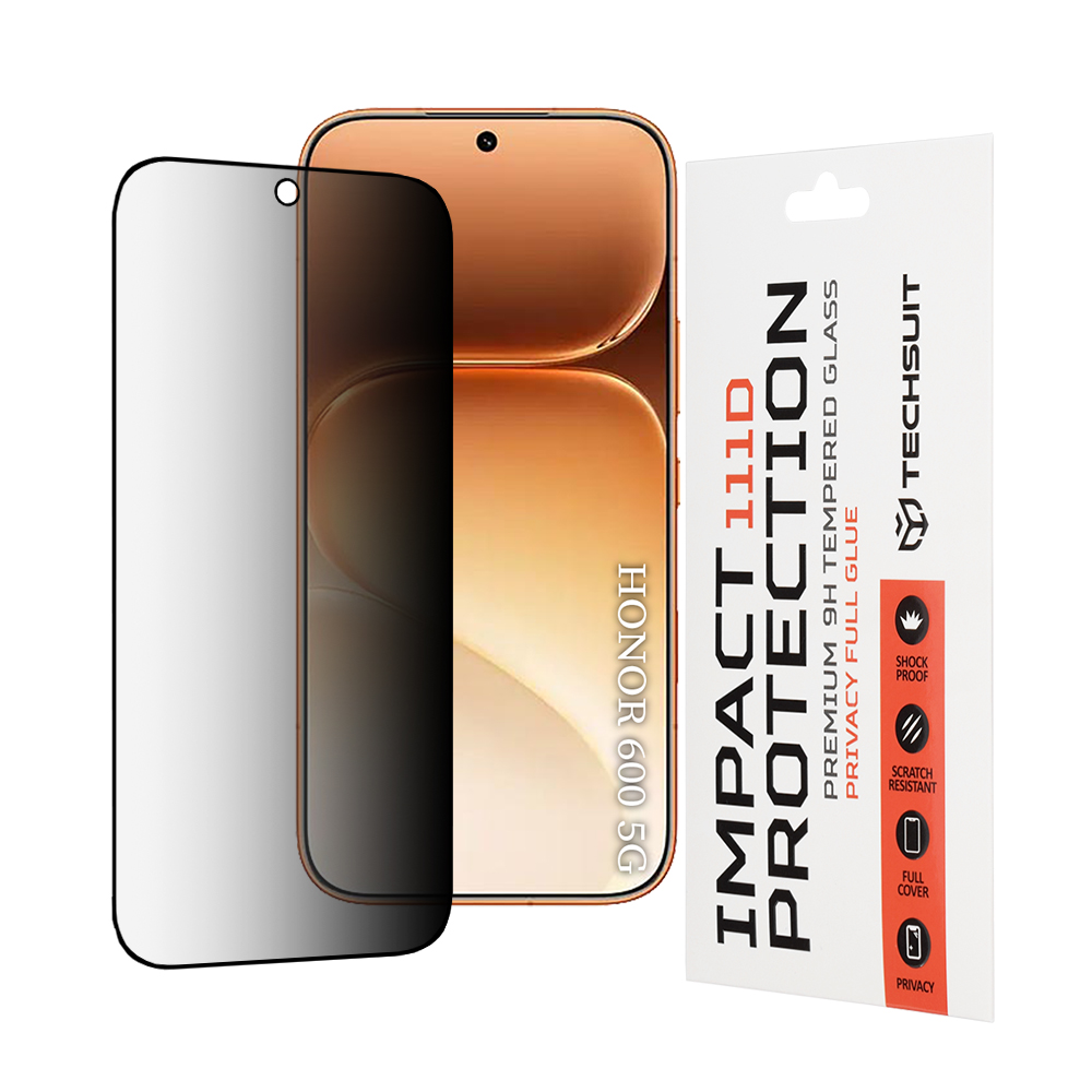 Tvrzené sklo Techsuit 111D Privacy Full Glue Honor 600 Pro černé