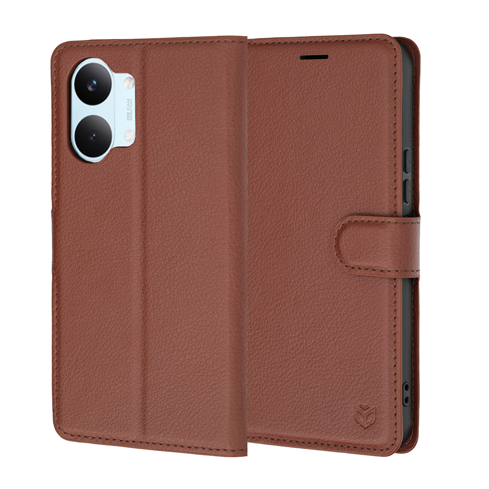 Kožené pouzdro Techsuit Leather Folio pro Xiaomi Poco X8 Pro Max hnědé