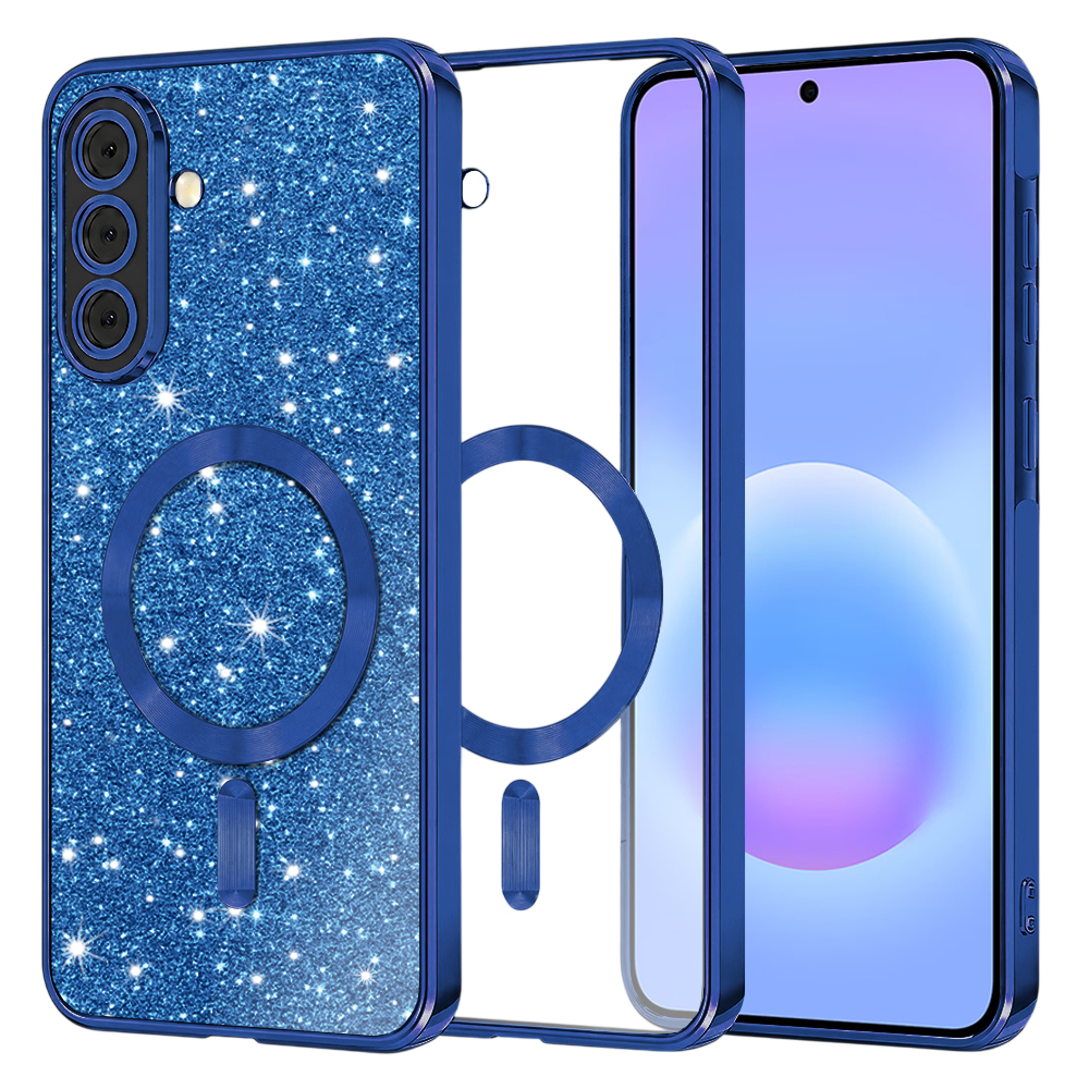 Kryt Techsuit Luxury Glitter MagSafe pro Samsung Galaxy A57 5G tmavě modrý