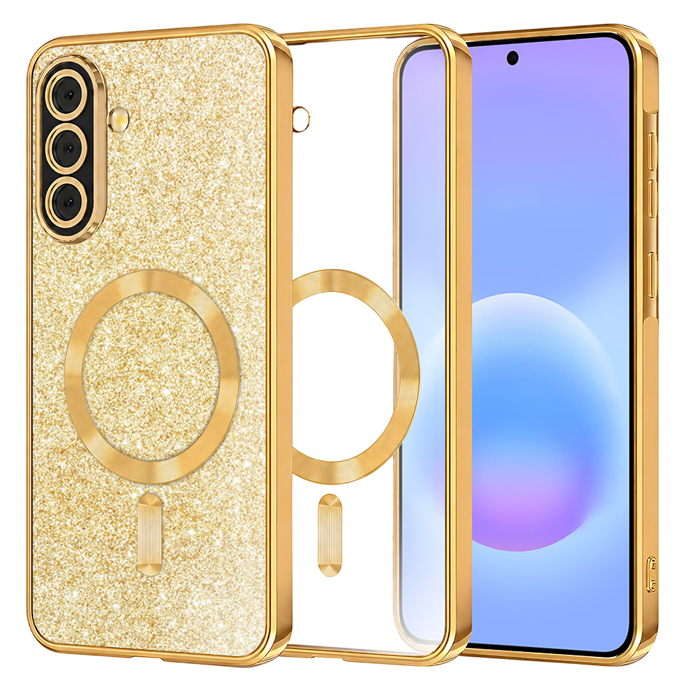 Kryt Techsuit Luxury Glitter MagSafe pro Samsung Galaxy A57 5G zlatý