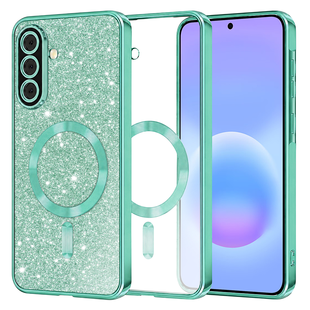 Kryt Techsuit Luxury Glitter MagSafe pro Samsung Galaxy A57 5G světle zelený