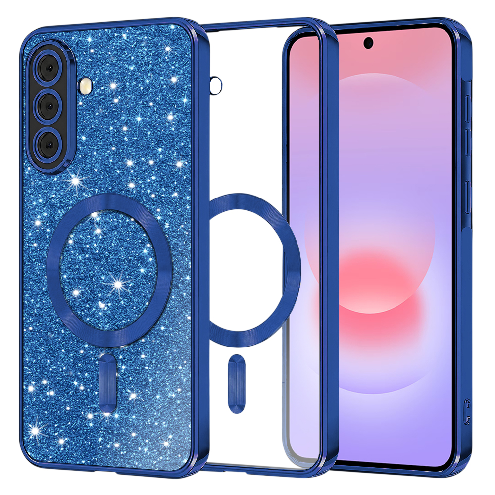 Kryt Techsuit Luxury Glitter MagSafe pro Samsung Galaxy A37 5G tmavě modrý