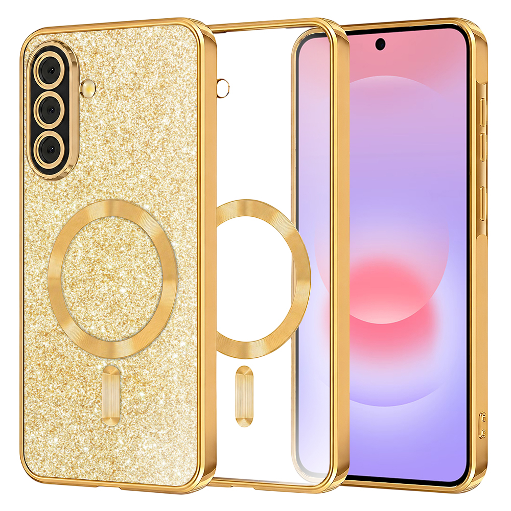 Kryt Techsuit Luxury Glitter MagSafe pro Samsung Galaxy A37 5G zlatý