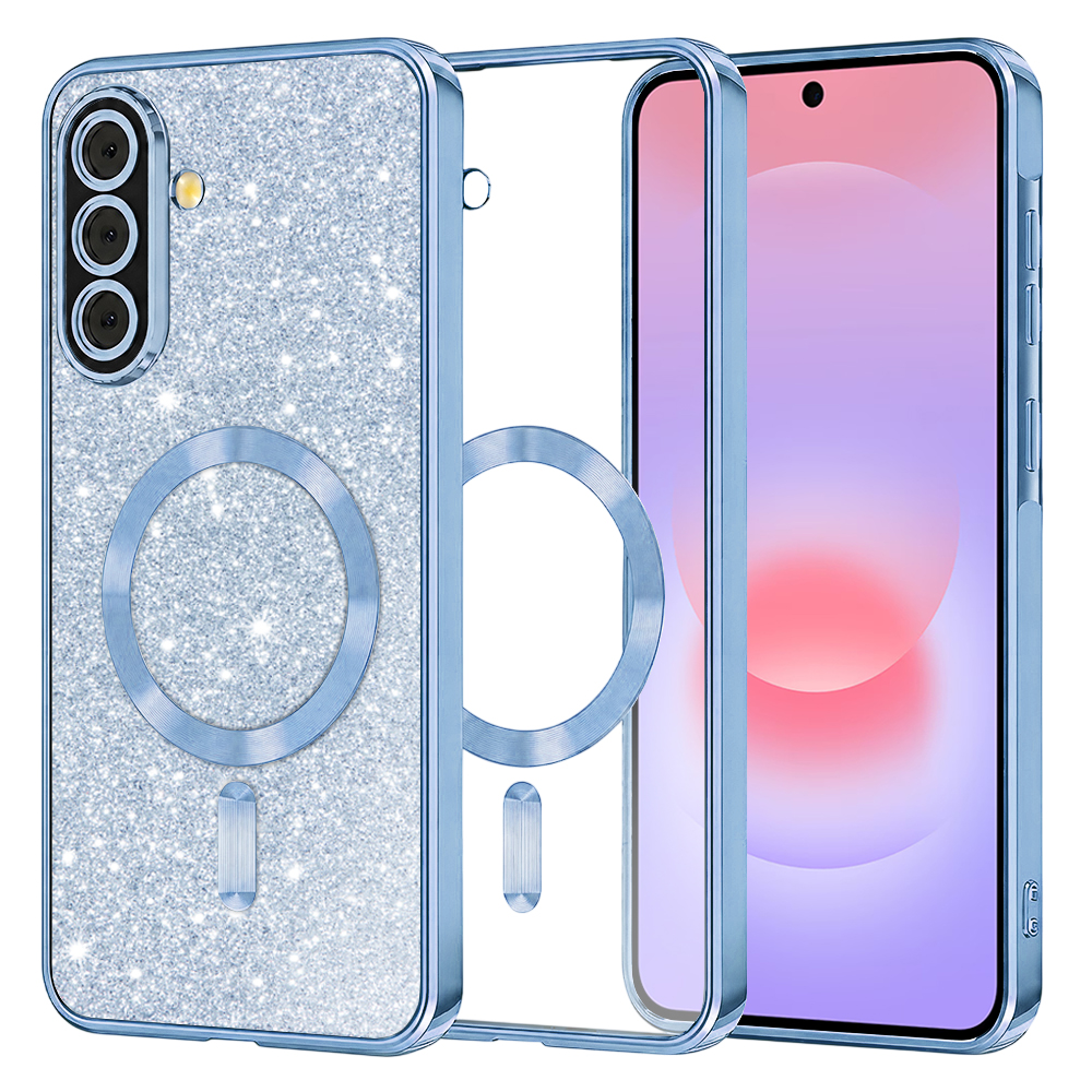 Kryt Techsuit Luxury Glitter MagSafe pro Samsung Galaxy A37 5G světle modrý