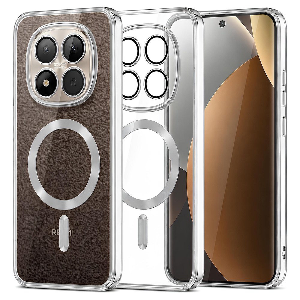 Kryt Techsuit Luxury Crystal MagSafe pro Xiaomi Redmi Note 15 Pro+ 5G / Poco M8 Pro 5G stříbrný