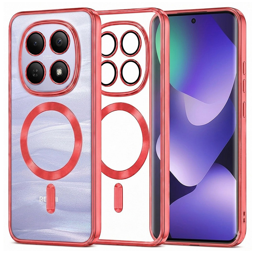 Kryt Techsuit Luxury Crystal MagSafe pro Xiaomi Redmi Note 15 5G / Note 15 4G / Poco M8 5G červený