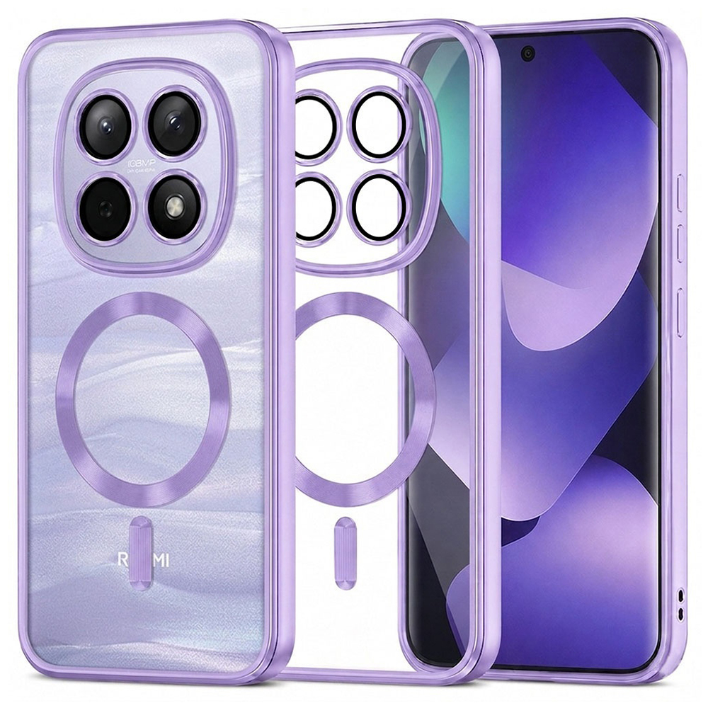 Kryt Techsuit Luxury Crystal MagSafe pro Xiaomi Redmi Note 15 5G / Note 15 4G / Poco M8 5G fialový