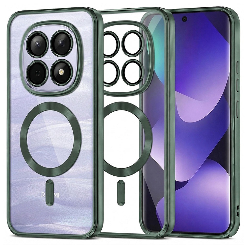 Kryt Techsuit Luxury Crystal MagSafe pro Xiaomi Redmi Note 15 5G / Note 15 4G / Poco M8 5G zelený