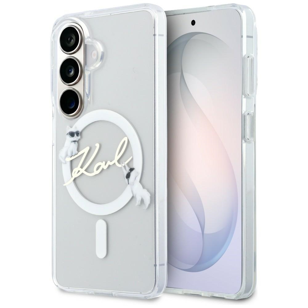 Kryt Karl Lagerfeld IML Choupette Karl Script Logo MagSafe (KLHMS26S5HKSCAH) pro Samsung Galaxy S26 bílý