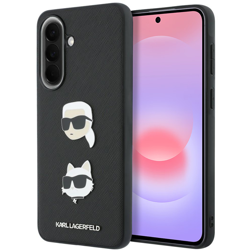 Kryt Karl Lagerfeld Hardcase K&C Heads Pins and Logo (KLHCSA37PSFDHPOK) pro Samsung Galaxy A37 5G černý