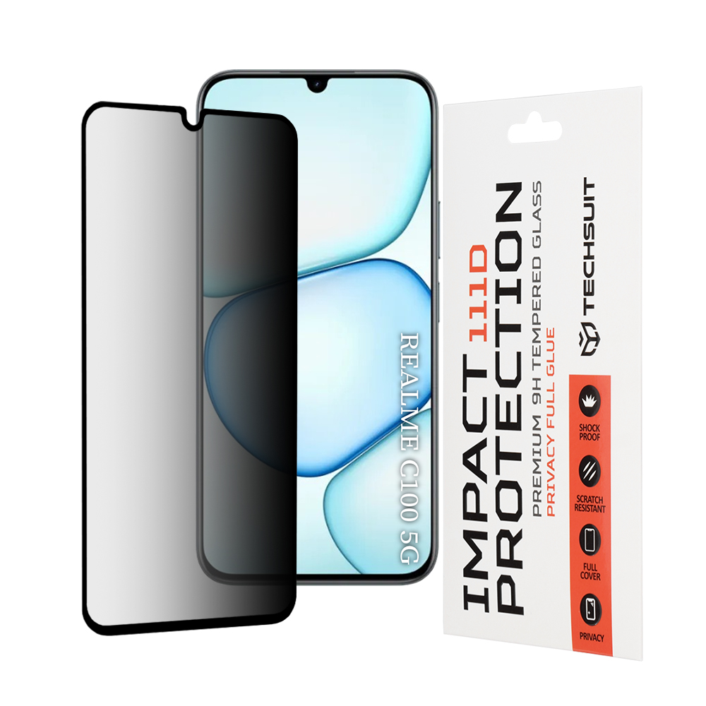 Tvrzené sklo Techsuit 111D Privacy Realme C100 5G černé
