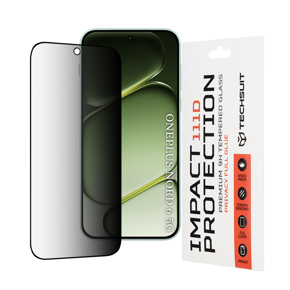 Tvrzené sklo Techsuit 111D Privacy OnePlus Nord 6 černé