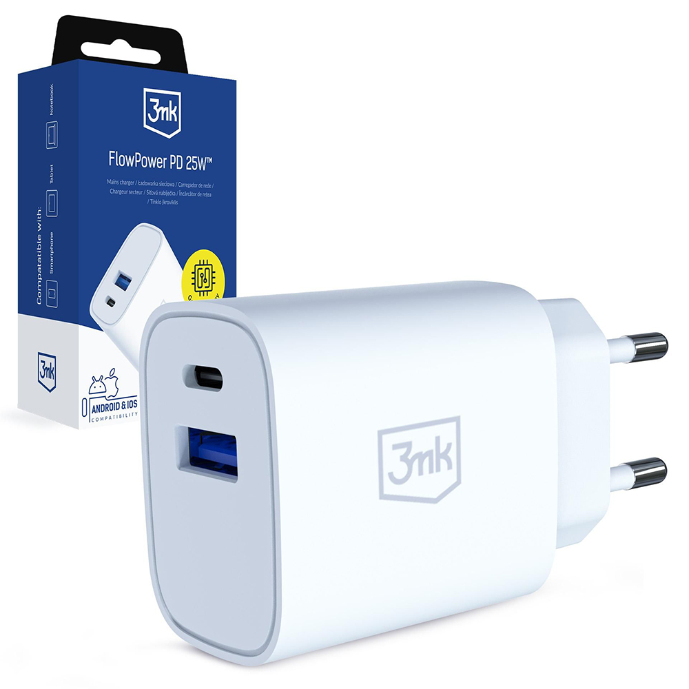 Adaptér do sítě 3mk GaN 25W bílý