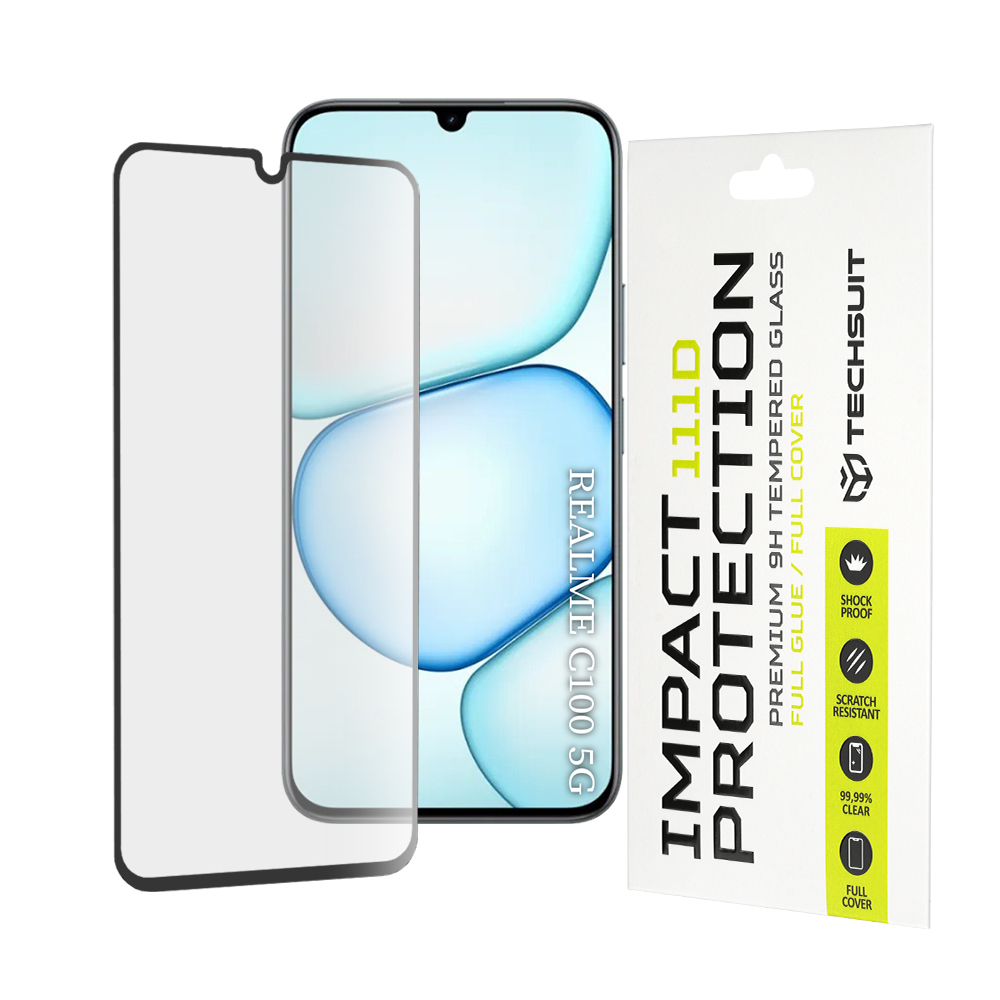 Tvrzené sklo Techsuit 111D Full Cover Realme C100 5G černé