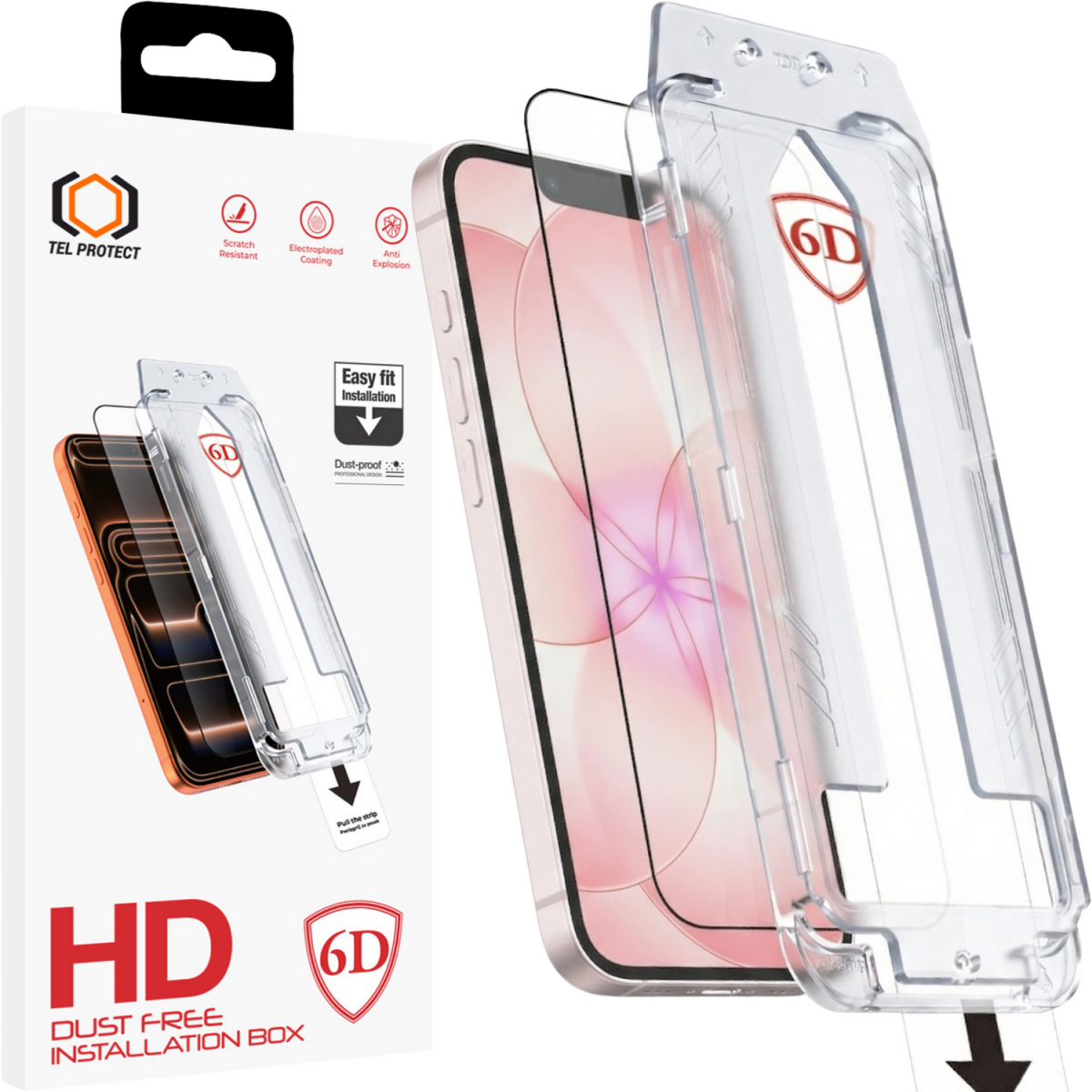 Tvrzené sklo Tel Protect Dust-Free Easy Fit Full Glue 6D pro iPhone 13 13 Pro 16E a 17E černé