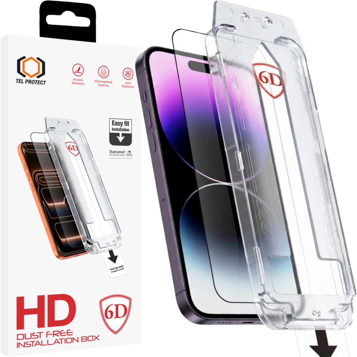 Tvrzené sklo Tel Protect Dust-Free Easy Fit 6D pro iPhone 14 Pro Max černé