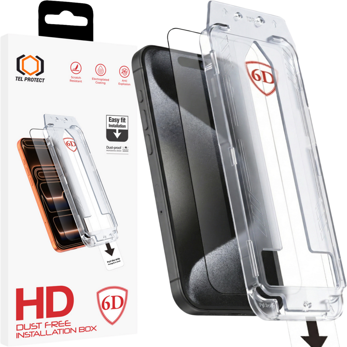 Tvrzené sklo Tel Protect Dust-Free Easy Fit Full Glue 6D pro iPhone 16 Pro Max černé