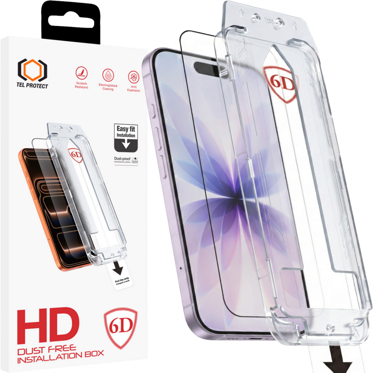 Tvrzené sklo Tel Protect Dust-Free Easy Fit Full Glue 6D pro iPhone 16 Pro a 17 černé