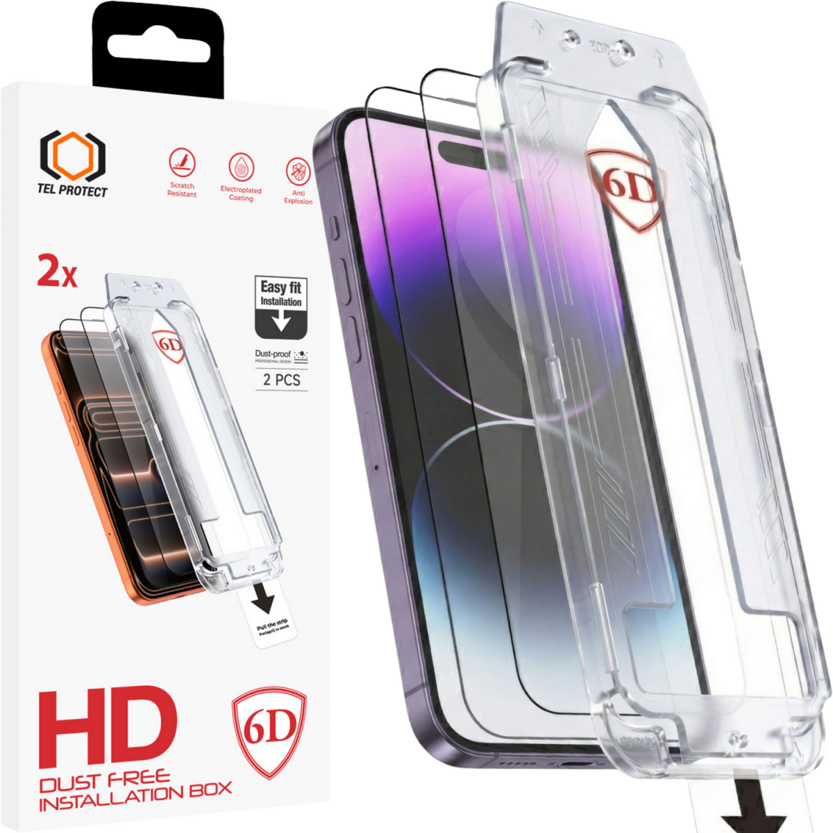 Tvrzené sklo Tel Protect Dust-Free Easy Fit 6D pro iPhone 14 Pro Max černé 2ks
