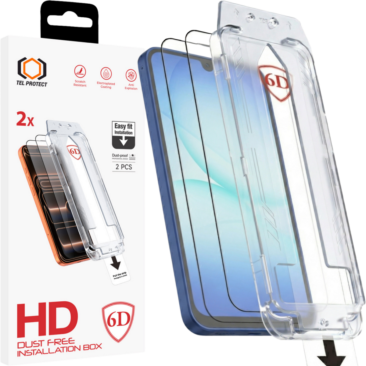 Tvrzené sklo Tel Protect Dust-Free Easy Fit 6D pro Samsung A16/A17 černé 2ks