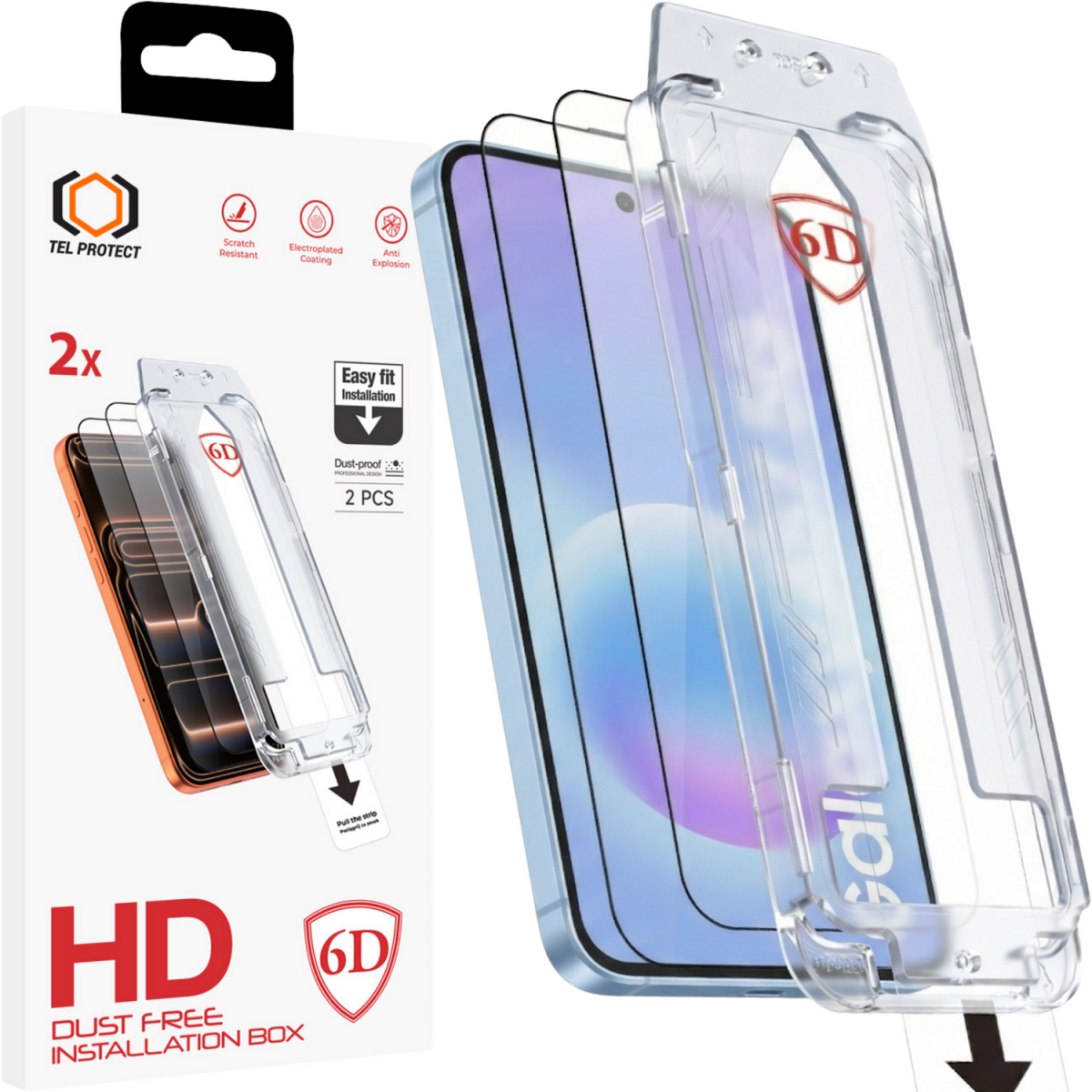 Tvrzené sklo Tel Protect Dust-Free Easy Fit Full Glue 6D pro Samsung Galaxy A36/A37 5G černé 2ks