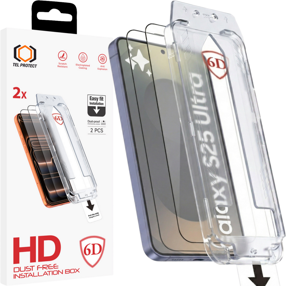 Tvrzené sklo Tel Protect Dust-Free Easy Fit 6D pro Samsung Galaxy S25 Ultra černé 2ks