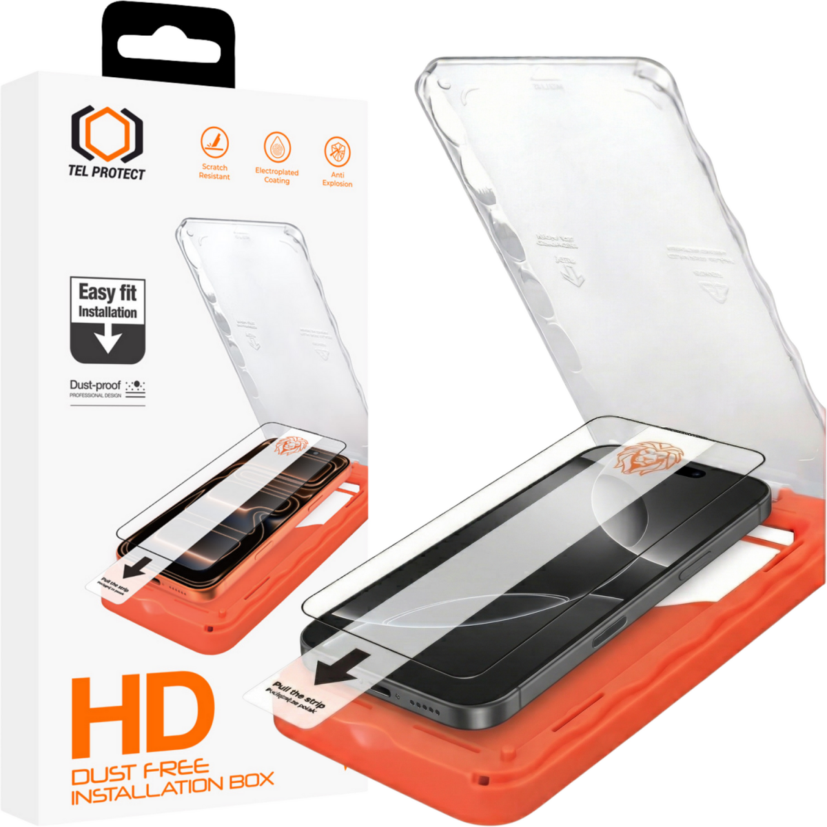 Tvrzené sklo Tel Protect Dust-Free Easy Fit HD Titan pro iPhone 16 černé