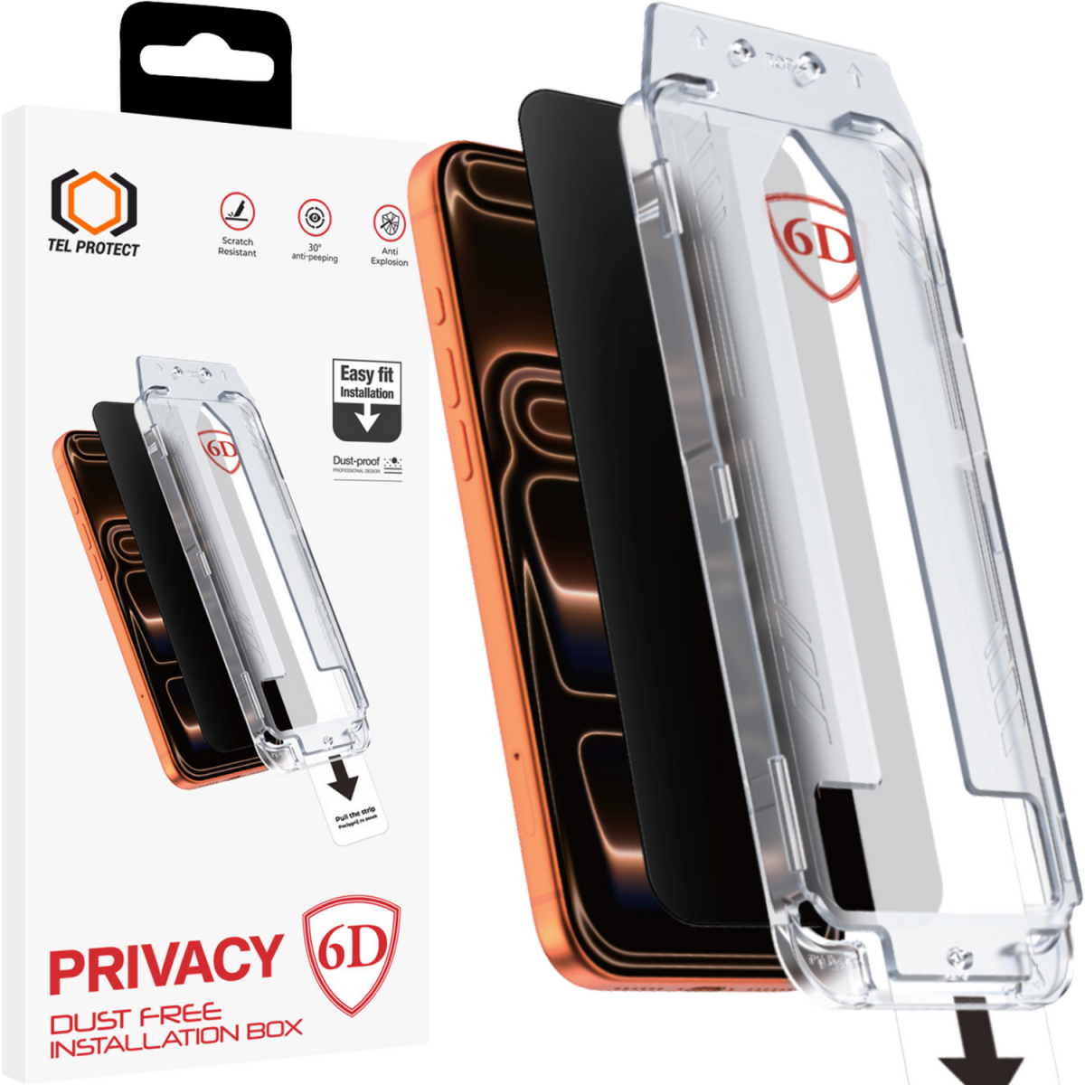 Tvrzené sklo Tel Protect Dust-Free Easy Fit Privacy 6D pro iPhone 17 Pro Max černé