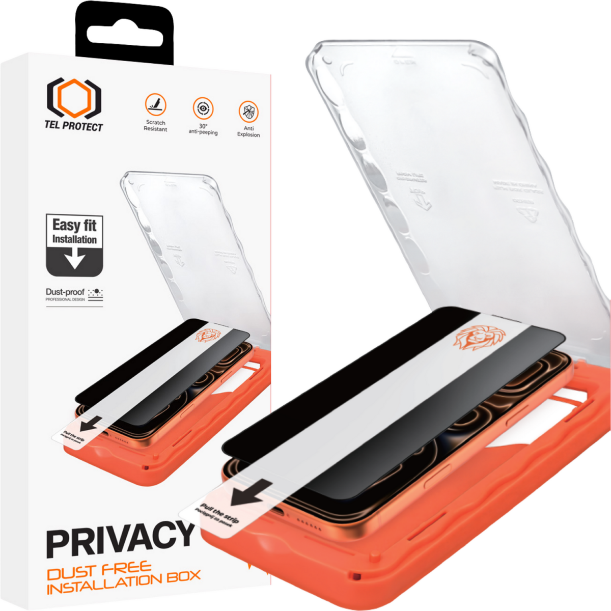 Tvrzené sklo Tel Protect Dust-Free Easy Fit Privacy Titan pro iPhone 17 Pro černé