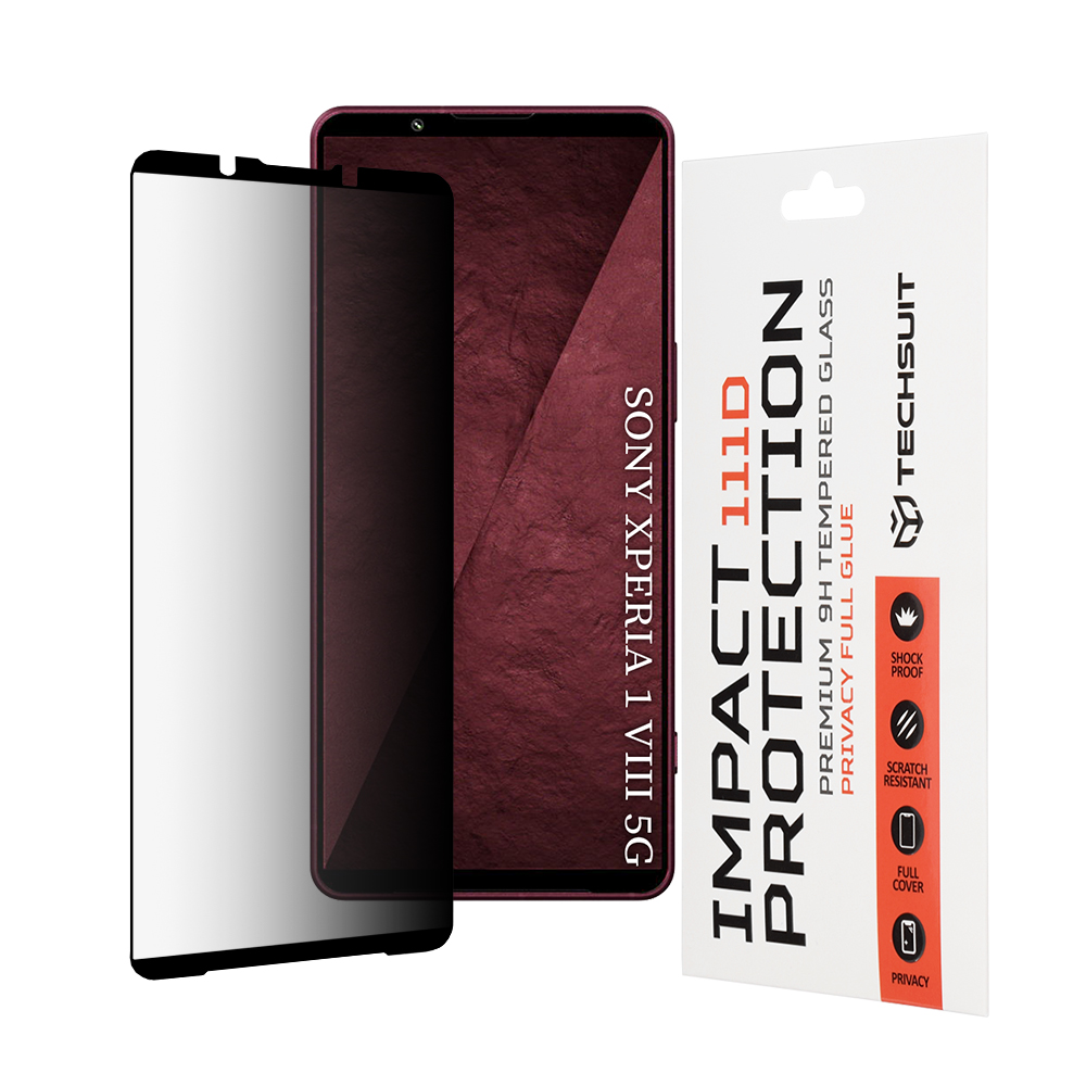 Tvrzené sklo Techsuit 111D Privacy Full Glue pro Sony Xperia 1 VIII černé