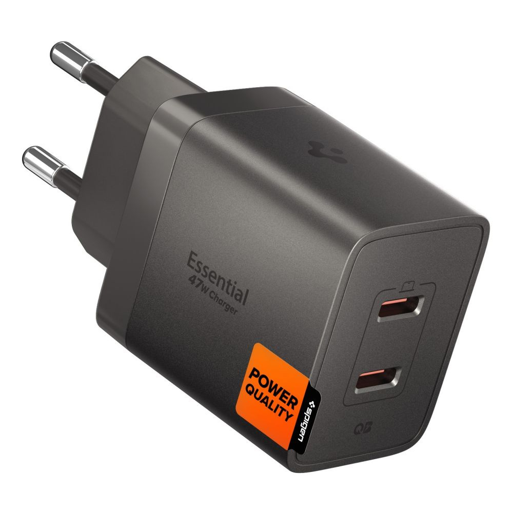 Nabíječka Spigen Essential EE472EU (ACH10450) 2x Type-C Fast Charging Quantum Boost 47W tmavě šedá