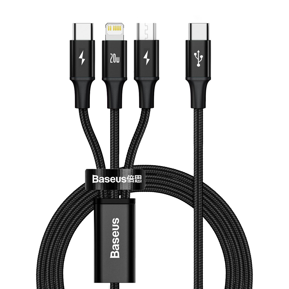 Datový kabel Baseus Rapid Series 3v1 Fast Charging USB-C - USB-C/Lightning/MicroUSB 20W 1.5m Black