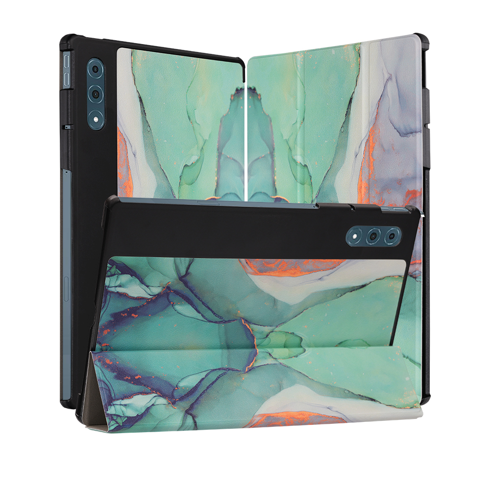 Pouzdro Techsuit FoldPro pro Lenovo Yoga Tab Plus 12.7 zelené s motivem času