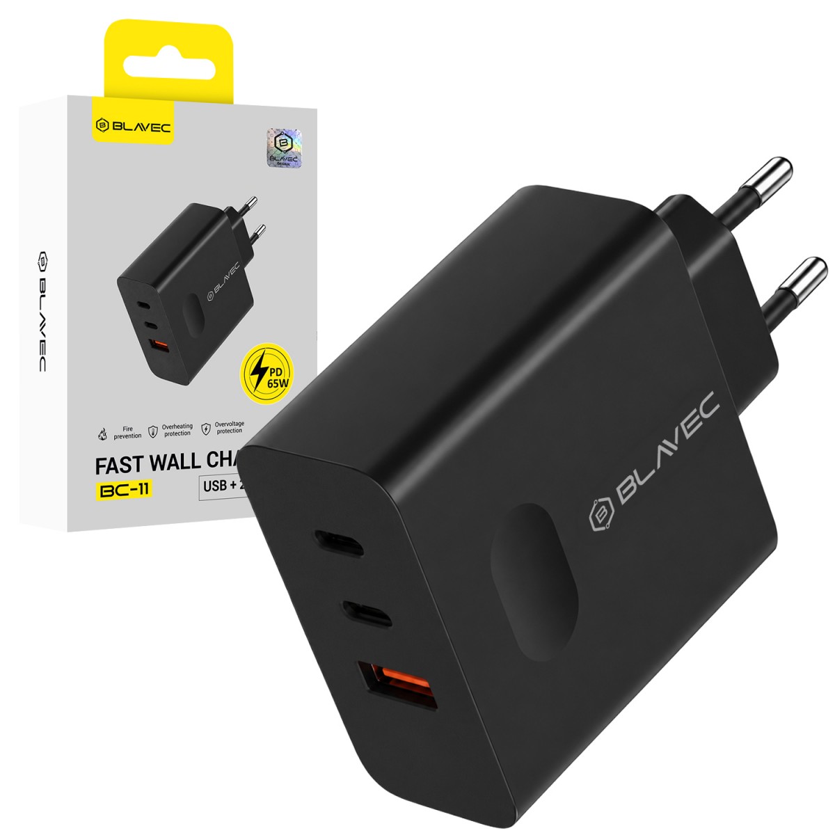Adaptér Blavec BC-11 GaN 65W 3A černý