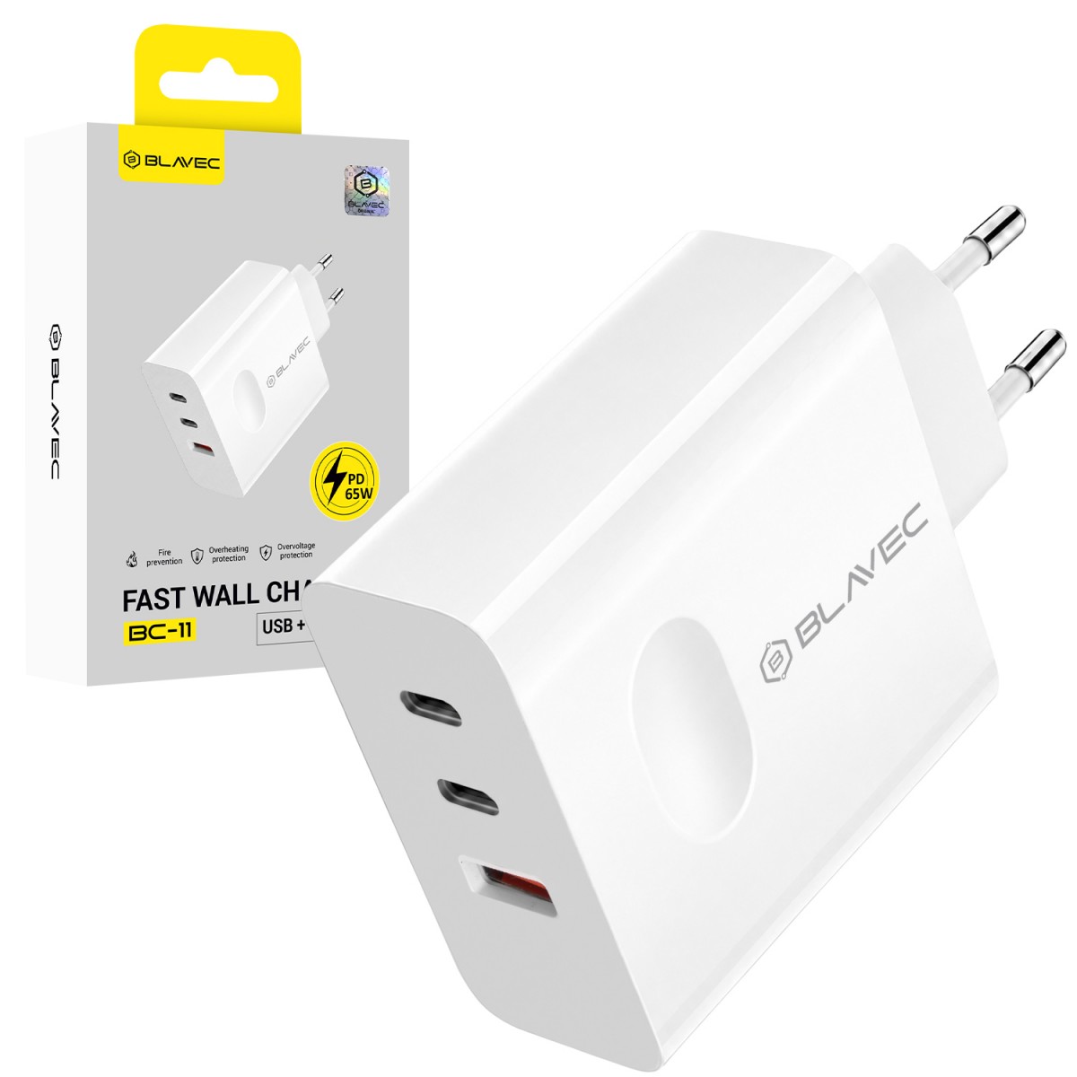 Adaptér Blavec BC-11 GaN 65W 3A bílý