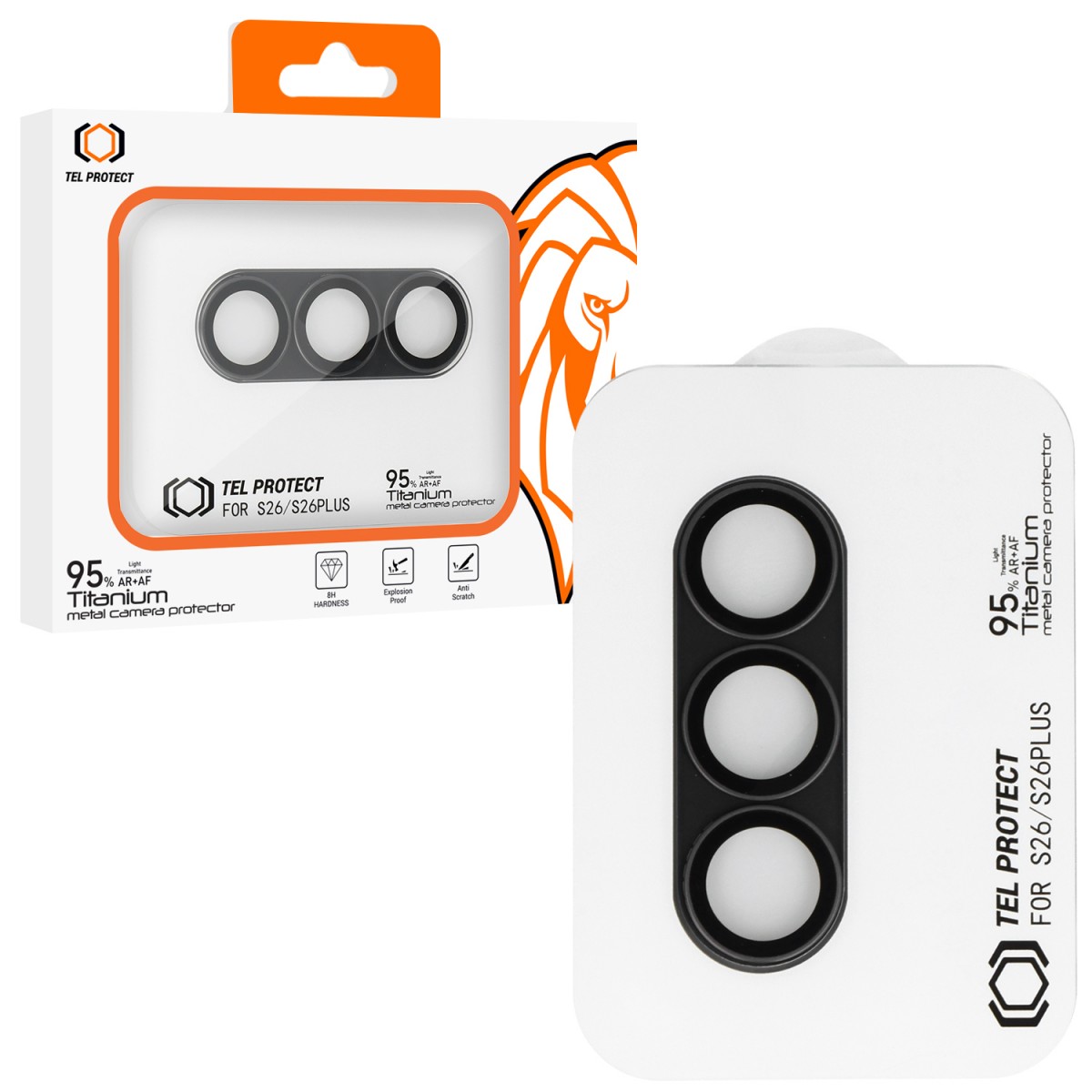 Tvrzené sklo Tel Protect 95% AR+AF Full Metal Camera Protector na fotoaparát pro Samsung Galaxy S26 a S26 Plus černé