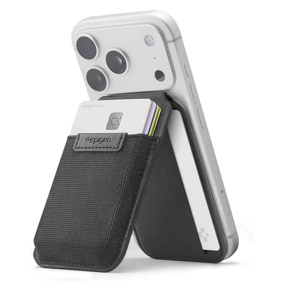 Peněženka a stojánek Spigen Slim Fold S314-4 MagSafe na 12 karet černý