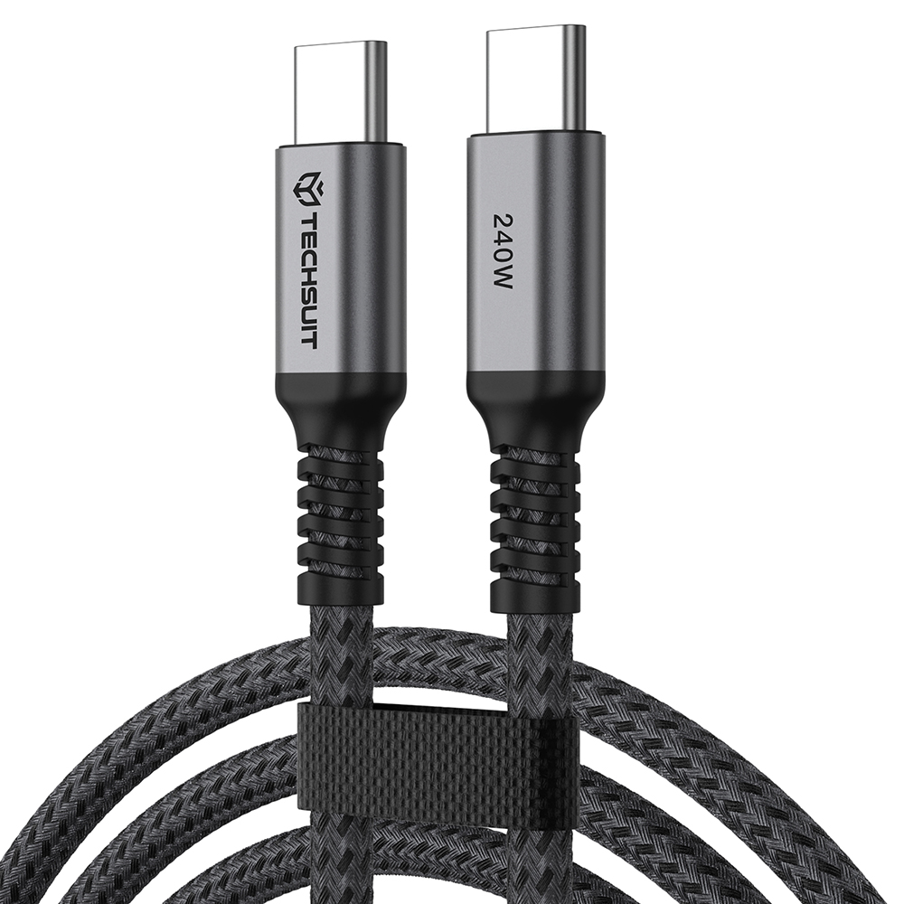 Datový kabel Techsuit TitanSync Pro CX2 USB-C / USB-C 240 W 480 Mb/s 1 m šedý