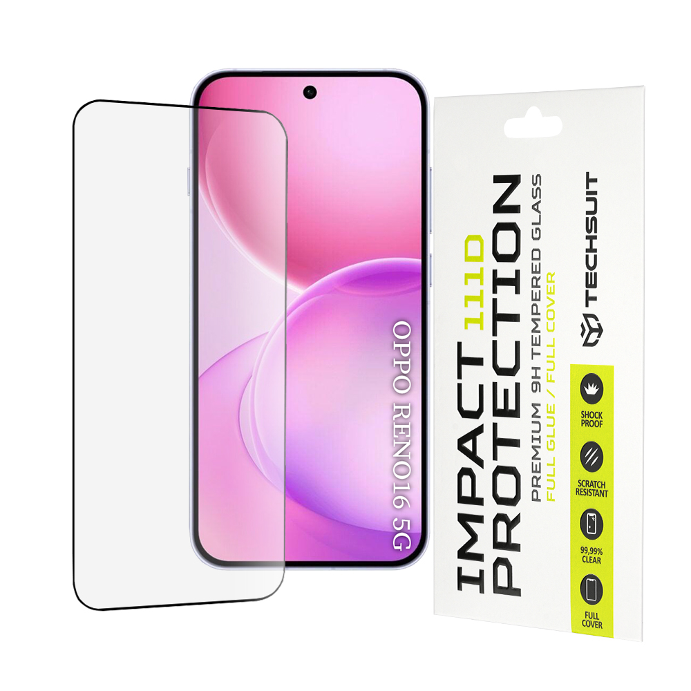 Tvrzené sklo Techsuit 111D Full Cover Full Glue pro Oppo Reno16 / Reno16 Pro černé