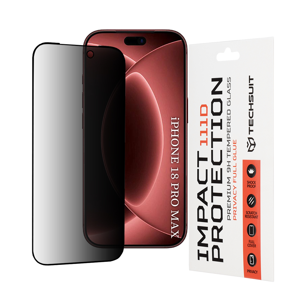 Tvrzené sklo Techsuit 111D Privacy Full Glue pro iPhone 18 Pro Max černé