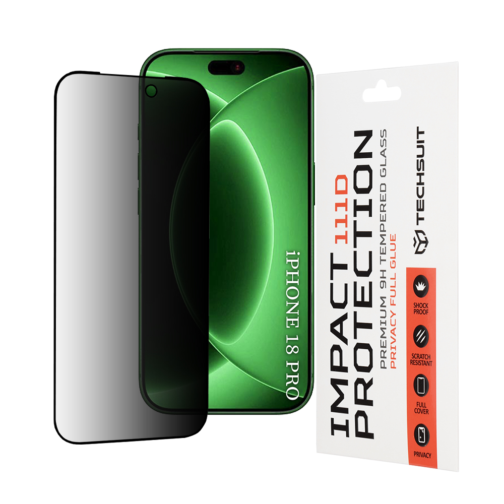 Tvrzené sklo Techsuit 111D Privacy Full Glue pro iPhone 18 Pro černé