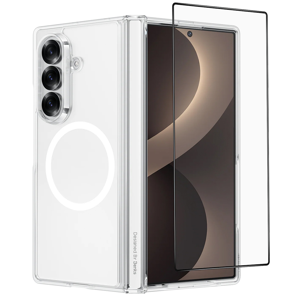 Kryt Benks Magnetic Crystal Grand Combo pro Samsung Galaxy Z Fold 8 Ultra průhledný se sklem a ochranou pantu