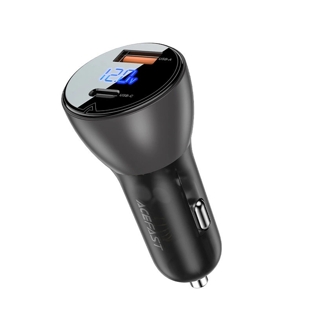 Nabíječka do auta Acefast B6 USB-C a USB-A 63 W s displejem černá