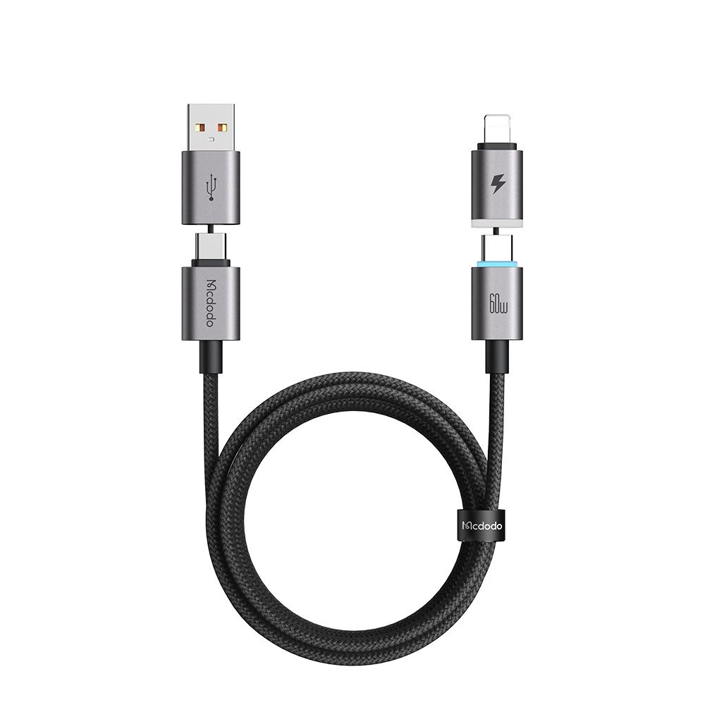 Nabíjecí a datový kabel Mcdodo Extreme Energy 4v1 USB-C a Lightning 60 W 1.2 m černý