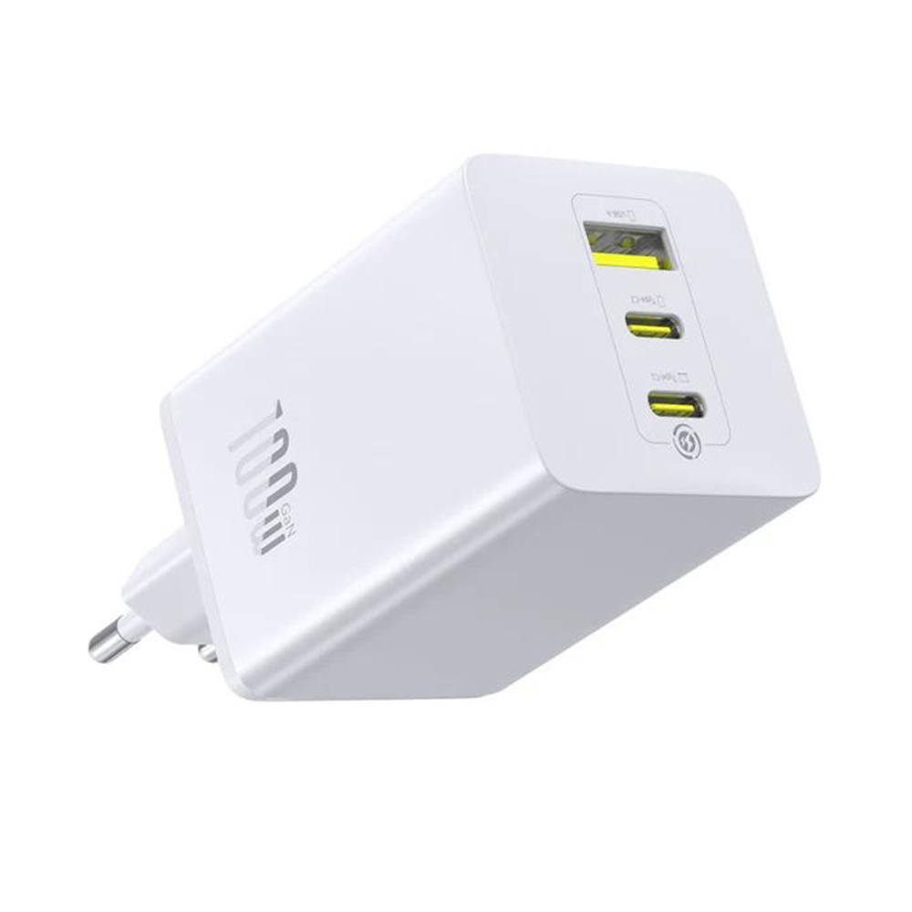Síťová nabíječka Baseus EnerFill FE11 100 W 2× USB-C a USB-A perleťově bílá