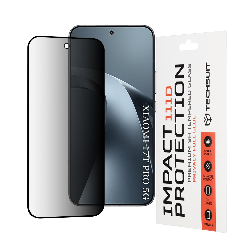 Tvrzené sklo Techsuit 111D Privacy Full Glue pro Xiaomi 17T Pro černé