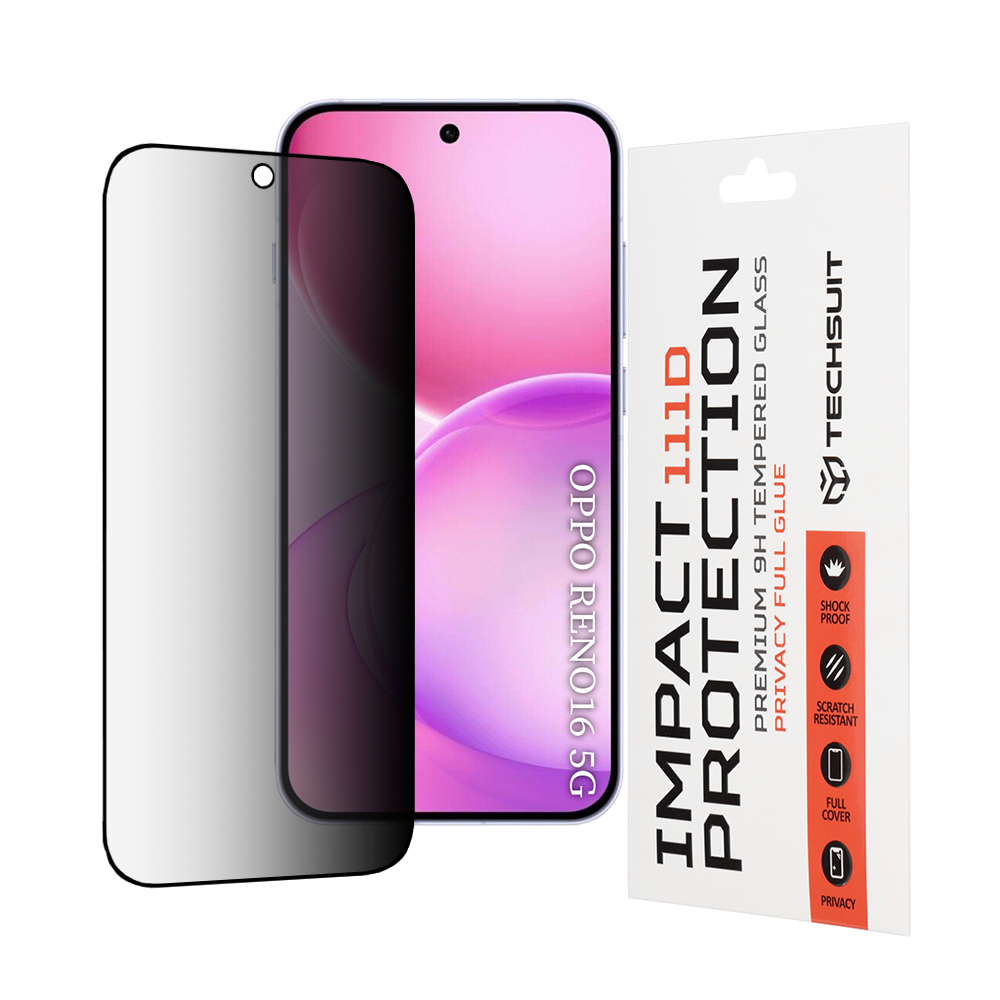 Tvrzené sklo Techsuit 111D Privacy Full Glue pro Oppo Reno16 a Reno16 Pro černé