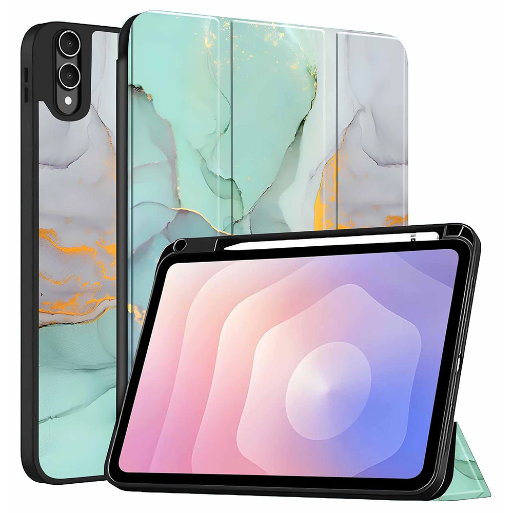 Pouzdro Techsuit FoldPro pro Samsung Galaxy Tab S11 Ultra / Tab S12 Ultra se zeleným motivem Green Time