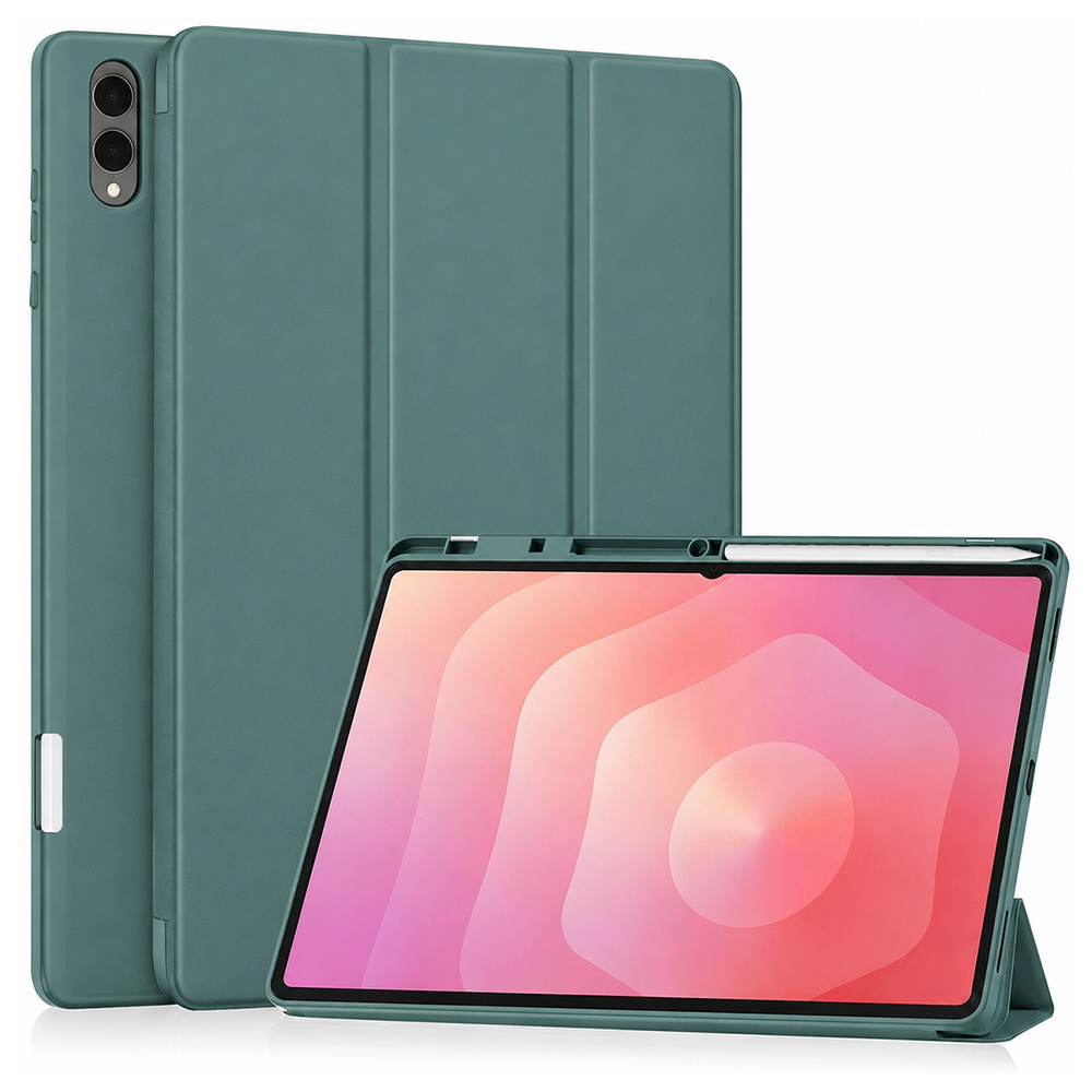 Pouzdro Techsuit Flex Trifold s držákem stylusu pro Samsung Galaxy Tab S11 Ultra / Tab S12 Ultra zelené